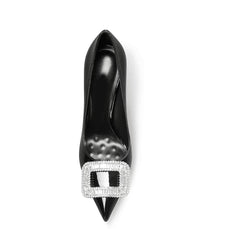 Diamante Buckled Mid Heel Pumps - 6cm