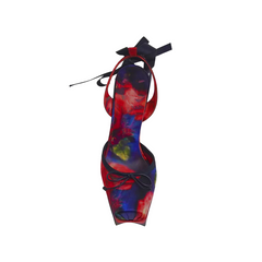 Printed Lace Up High Heel Platform Sandals