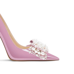 Pearl Bow High Heel Pumps - 10cm