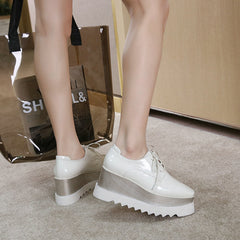 Lace Up Leather Oxford Platform Sneakers