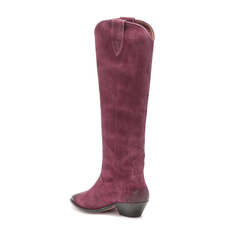 Suede Distressed Knee High Boots