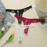 3 pairs of multi colored lace low waisted Thongs