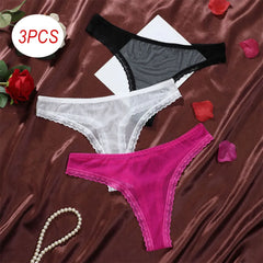 3PCS Fully Transparent One-piece Seamless Sexy Women's Thong