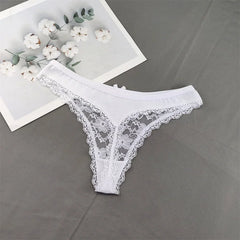 3PCS Sexy Perspective Lace Cotton Thong