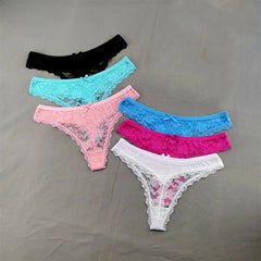 3PCS Sexy Perspective Lace Cotton Thong