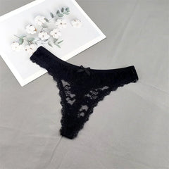 3PCS Sexy Perspective Lace Cotton Thong