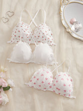 3PCS Women Sweet Print Wireless Bras
