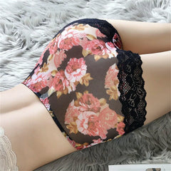 4 PCS/Set Women Silk and Lace Comfortable Floral Printed Underwear