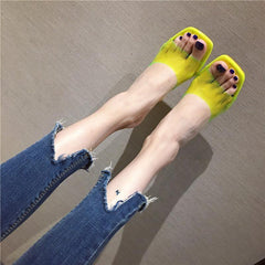 PVC High Heel Naked Mules Sandals