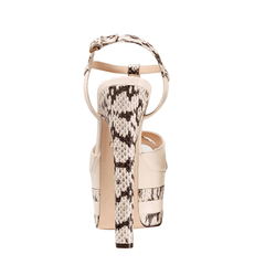 T Strap Snakeskin High Heel Platform Sandals