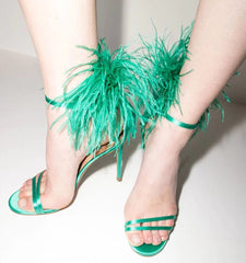 Feather High Heel Sandals - 9.5cm