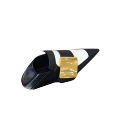 Metal Embellished Leather Flat Loafers