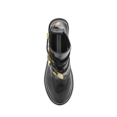 ive - WOMEN-CRUSH Black Cutout Boots - Gold Buckle