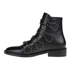 ive - LEWIS Studded Buckled Biker Ankle Boots