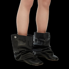 Wedged Heel Leather Ankle Boots