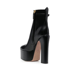 Buckled Block Heel Platform Ankle Boots