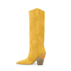 culptured Heel Western Cowboy Knee High Boots