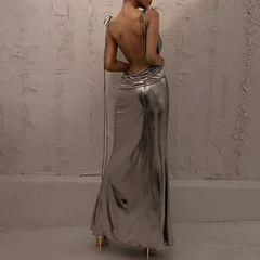 Lace Up Long Cami Dress