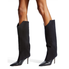 Leather And Suede Knee High Boots