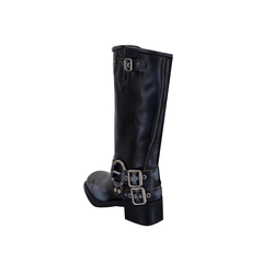 Buckled Leather Knee High Boots