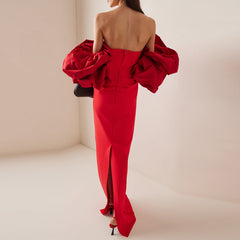 Bell Sleeves Off-Shoulder Evening Dress Gown