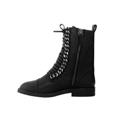 Lace Up Chain Ankle Boots