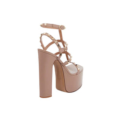 Studded Block Heel Platform Sandals