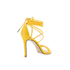 Braided Lace Up High Heel Sandals - 10cm
