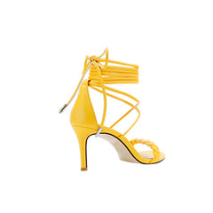Braided Lace Up Mid Heel Sandals - 6cm