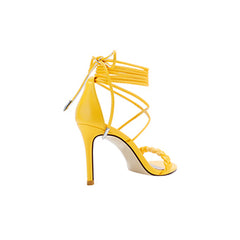 Braided Lace Up Mid Heel Sandals - 8cm