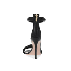 Ankle Strap Leather Stiletto High Heel Sandals - 9