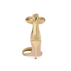 Ankle Strap Leather Stiletto Mid Heel Sandals - 7.