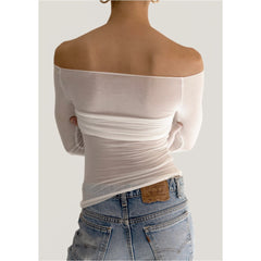 Off-Shoulder See-Through Top