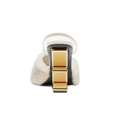 Fur Sculptured Heel Sandals