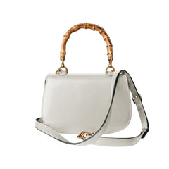 Bamboo Lock Leather Tote Bag - Small