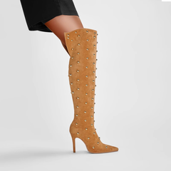 Studded High Heel Over The Knee Boots