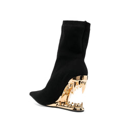 Sculptured Wedged Heel Ankle Boots