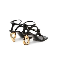 Ankle Strap Sculptured Heel Sandals