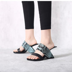 Printed Leather Mules Sandals
