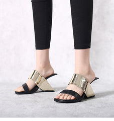 Printed Leather Mules Sandals