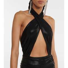 Cut Out Asymmetric Hem Evening Dress Gown