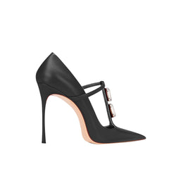 Diamante T-Strap Mid Heel Sandals - 8cm