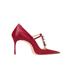 Diamante T-Strap Mid Heel Sandals - 6cm