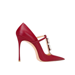 Diamante T-Strap Mid Heel Sandals - 8cm