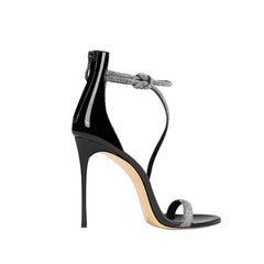 Diamante Mid Heel Sandals - 8cm