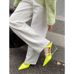 Wedged Heel Mules Sandals