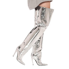 Stiletto Heel Patent Leather Over The Knee Boots