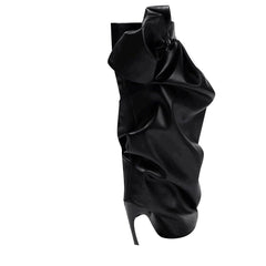 Bow Leather Knee High Boots