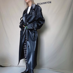 Leather Long Trench Coat