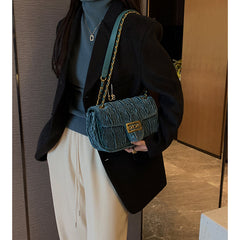 Metal Lock Velvet Cross Body Bag